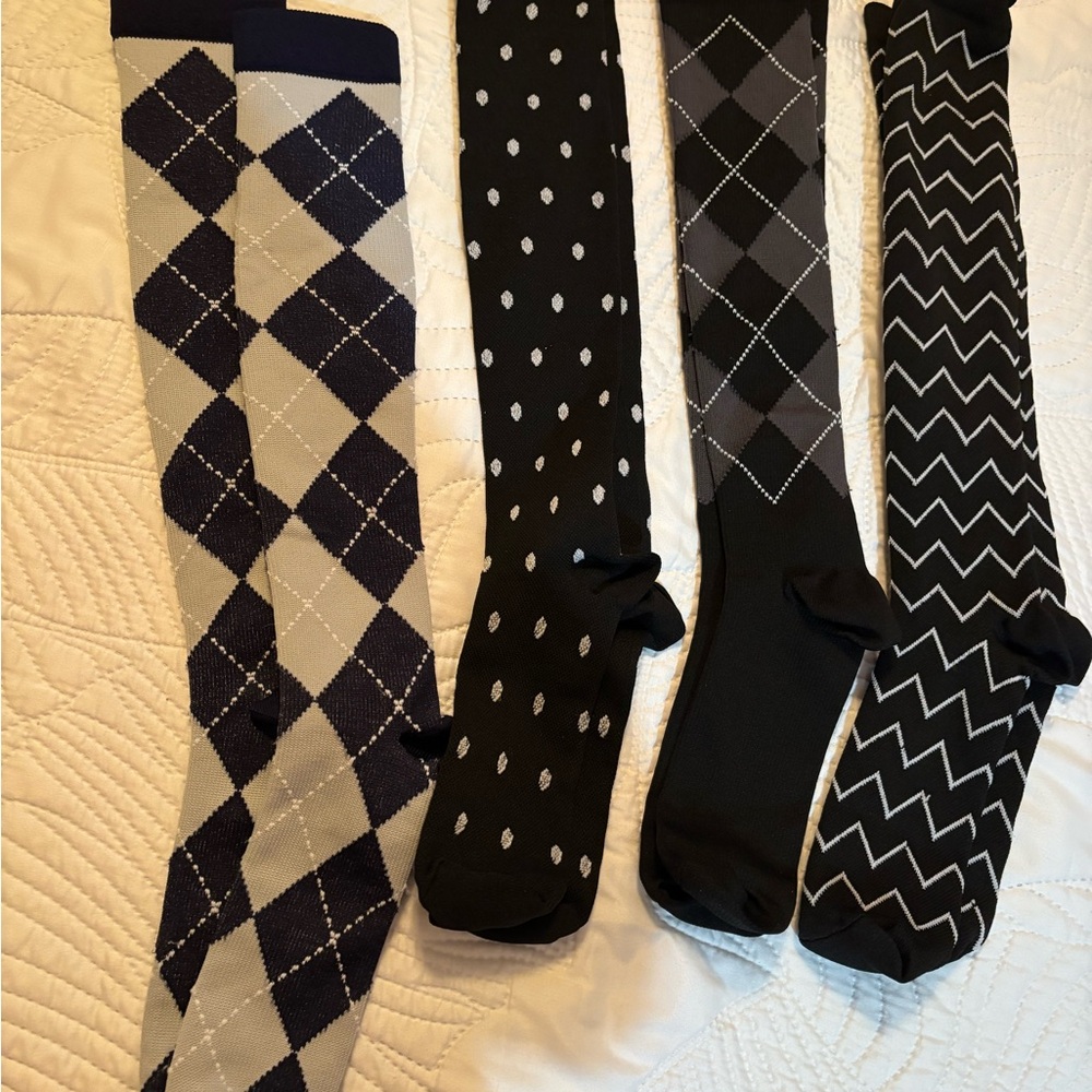 Men's Patterned Compression Socks Set - Black And… - image 1